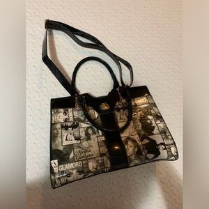 Black and White Graphic Shoulder Bag